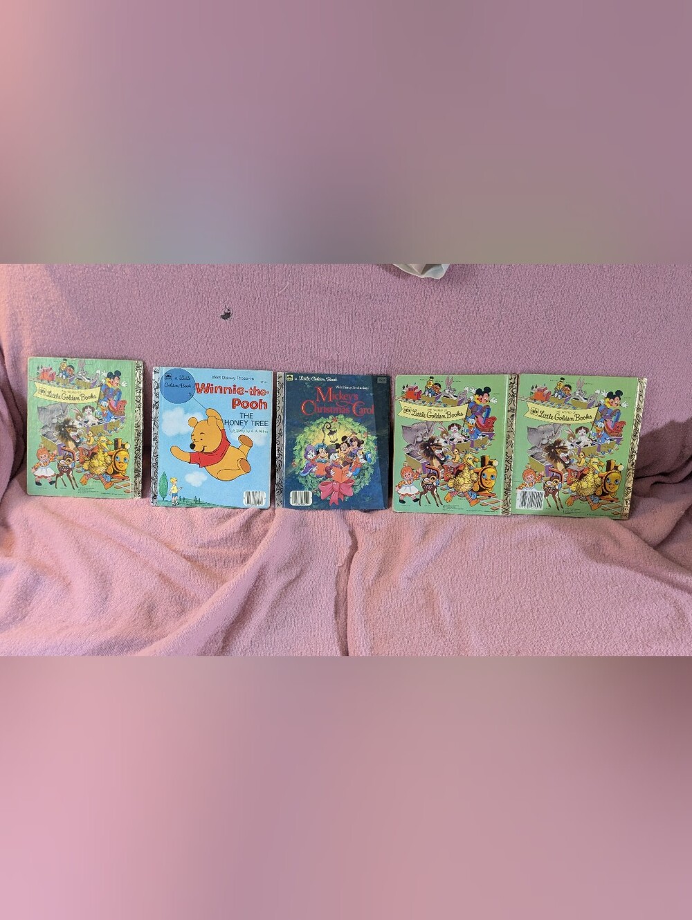 Vintage Little Golden Books Lot 5 Disney Winnie the Pooh Mickey Donald Duck